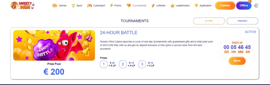 sweetywin tournaments